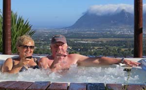 Krystina & Graham Spicer - guests at Constantia Vista - Cape Town - South Africa - Spa Bath with a view - click for larger image