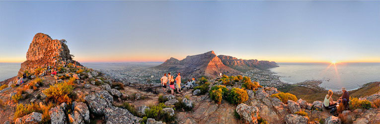 Lions Head to Table Mountain showing Table Bay and Camps Bay